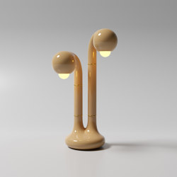 Table Lamp 2-Globe 22” Gloss Beige