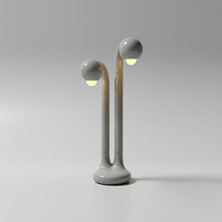 Table Lamp 2-Globe 28” Gloss Moon Grey |  | Entler