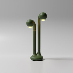 Table Lamp 2-Globe 28” Matte Olive |  | Entler