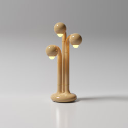 Table Lamp 3-Globe 28” Gloss Beige