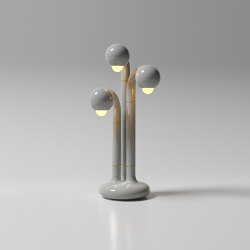 Table Lamp 3-Globe 28” Gloss Moon Grey | LED lights | Entler