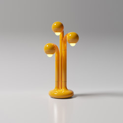 Table Lamp 3-Globe 28” Gloss Yellow Ochre | LED lights | Entler