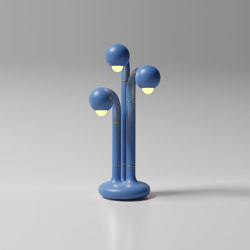 Table Lamp 3-Globe 28” Matte Blue | LED lights | Entler