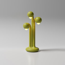 Table Lamp 3-Globe 28” Matte Chartreuse