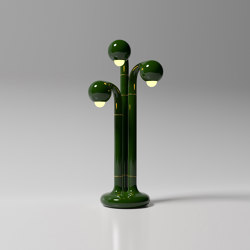 Table Lamp 3-Globe 32” Gloss Ivy