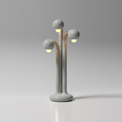 Table Lamp 3-Globe 32” Gloss Moon Grey | LED lights | Entler