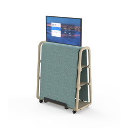 The Vault | Mobile Powered Hub with DTen Screen and storage shelves | Media furniture | GreyFox