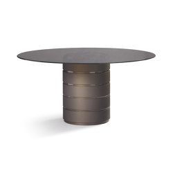 Carnelian Dining Table Softtouch + High Gloss Plints + Marble Inlay + Glass Uni Table Top | Tabletop round | DAMI Luxury Interior