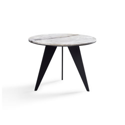 Emerald Side Table Matt Black + Marble Silverroots Top | Side tables | DAMI Luxury Interior