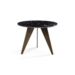 Emerald Side Table Brown Brass + Marble Café Amaro Top | Tables d'appoint | DAMI Luxury Interior
