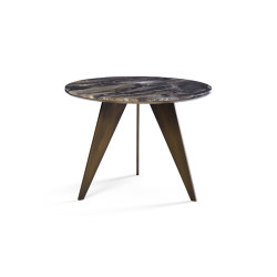 Emerald Side Table Brown Brass + Marble Grigio Oribico Top | Tables d'appoint | DAMI Luxury Interior
