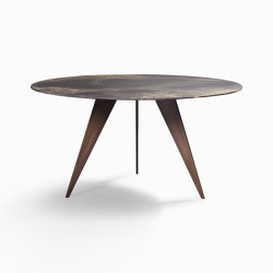 Emerald Dining Table Brown Brass + Marble Grigio Orobico Top | Dining tables | DAMI Luxury Interior