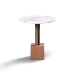 Onyx Side Table Walnut Base + Metal Lacquer + Marble Arrabescato Top | Beistelltische | DAMI Luxury Interior