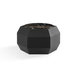 Sapphire Side Table Softtouch Black + Marble Café Amaro Top | Coffee tables | DAMI Luxury Interior