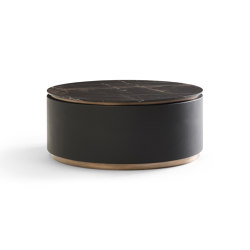 Topaz Coffee Table Soft Leather Black + Marble Café Amaro Top | Couchtische | DAMI Luxury Interior