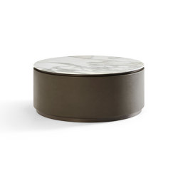 Topaz Coffee Table Soft Leather Olive + Marble Calacatta Verde Top | Coffee tables | DAMI Luxury Interior