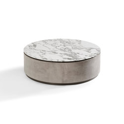 Topaz Coffee Table Veg Tan Leather Stone + Marble Arrabescato Top | Mesas de centro | DAMI Luxury Interior