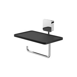 Topaz Chrome | Toilet roll holder with shelf Chrome | Bathroom accessories | Geesa