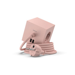 SQUARE 1 with Dual USB A ports & Magnetic base, 1.8m - OLD PINK | Multimedia ports | Avolt