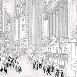 Wall Street Crowded 1 | Peintures murales / art | TECNOGRAFICA