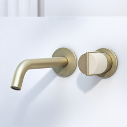 Wall Mounted 2 Hole Basin Joystick Mixer Platform with Long Spout | Wash basin taps | Varied Forms