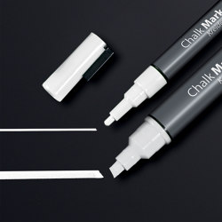 Chalk markers 20 + 50, round nib, chisel tip, white, 2 pcs. | Desk accessories | Sigel