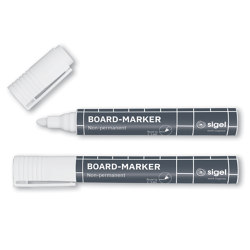 Glass board markers, white, 2 pcs. | Desk accessories | Sigel