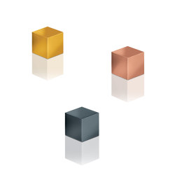 SuperDym-Magnete C5 "Strong", Cube-Design, grau, kupfer, gold, 3 Stück | Schreibtischutensilien | Sigel