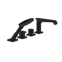 AXOR Citterio E 4-hole rim mounted thermostatic bath mixer | matt black | Bath taps | AXOR