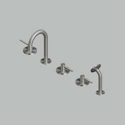 FFQT | Mélangeur 3 trous avec bec et mitigeur avec kit de douche | Robinetterie pour baignoire | Quadrodesign