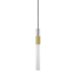 Sbarlusc | Suspension Lamp Gold Brass Transparent Glass | Suspended lights | LUCE TU