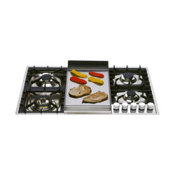Professional Plus | 90 cm stainless steel flush gas hob 5 burners and fry top | Hobs | ILVE