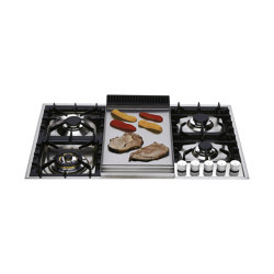 Professional Plus | 90 cm stainless steel gas hob 5 burners and fry top | Hobs | ILVE