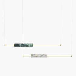 Light Pipe | S 58—10 - Brushed Brass - White / Green | Suspended lights | Empty State
