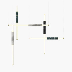 Light Pipe | S 58—12 - Brushed Brass - Black / White / Green | Lampade sospensione | Empty State