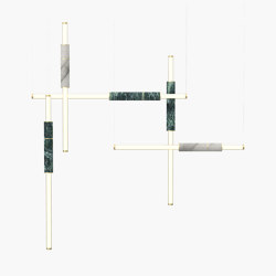 Light Pipe | S 58—12 - Brushed Brass - Green / White | Suspended lights | Empty State