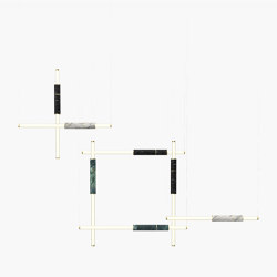 Light Pipe | S 58—13 - Polished Brass - Black / White / Green | Suspended lights | Empty State