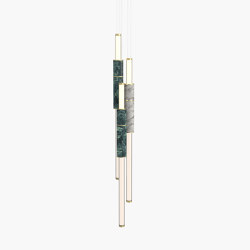Light Pipe | S 58—16 - Brushed Brass - Green / White | Suspended lights | Empty State