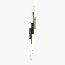 Light Pipe | S 58—17 - Polished Brass - Black / White / Green | Suspended lights | Empty State