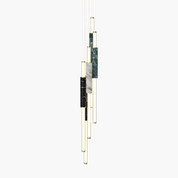 Light Pipe | S 58—17 - Polished Brass - Black / White / Green | Suspended lights | Empty State