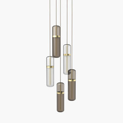 Pill | S 36—03 - Brushed Brass - Opal / Smoked | Suspended lights | Empty State
