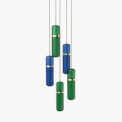 Pill | S 36—03 - Polished Brass - Blue / Green | Lampade sospensione | Empty State