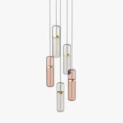 Pill | S 36—03 - Brushed Brass - Opal / Pink | Lampade sospensione | Empty State