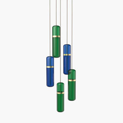 Pill | S 36—03 - Brushed Brass - Blue / Green | Suspended lights | Empty State