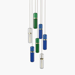 Pill S | 36—04 - Polished Brass - Opal / Blue / Green | Lampade sospensione | Empty State