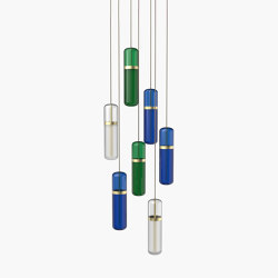 Pill S | 36—04 - Brushed Brass - Opal / Blue / Green | Lámparas de suspensión | Empty State