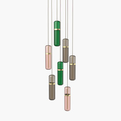 Pill S | 36—04 - Brushed Brass - Pink / Smoked / Green | Lámparas de suspensión | Empty State