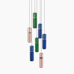 Pill S | 36—04 - Burnished Brass - Pink / Blue / Green | Lampade sospensione | Empty State