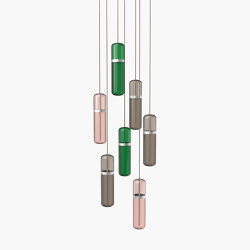 Pill S | 36—04 - Silver Anodised - Pink / Smoked / Green | Lampade sospensione | Empty State