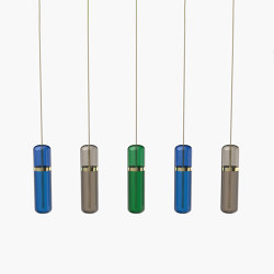 Pill S | 36—07 - Polished Brass - Blue / Smoked / Green | Lámparas de suspensión | Empty State